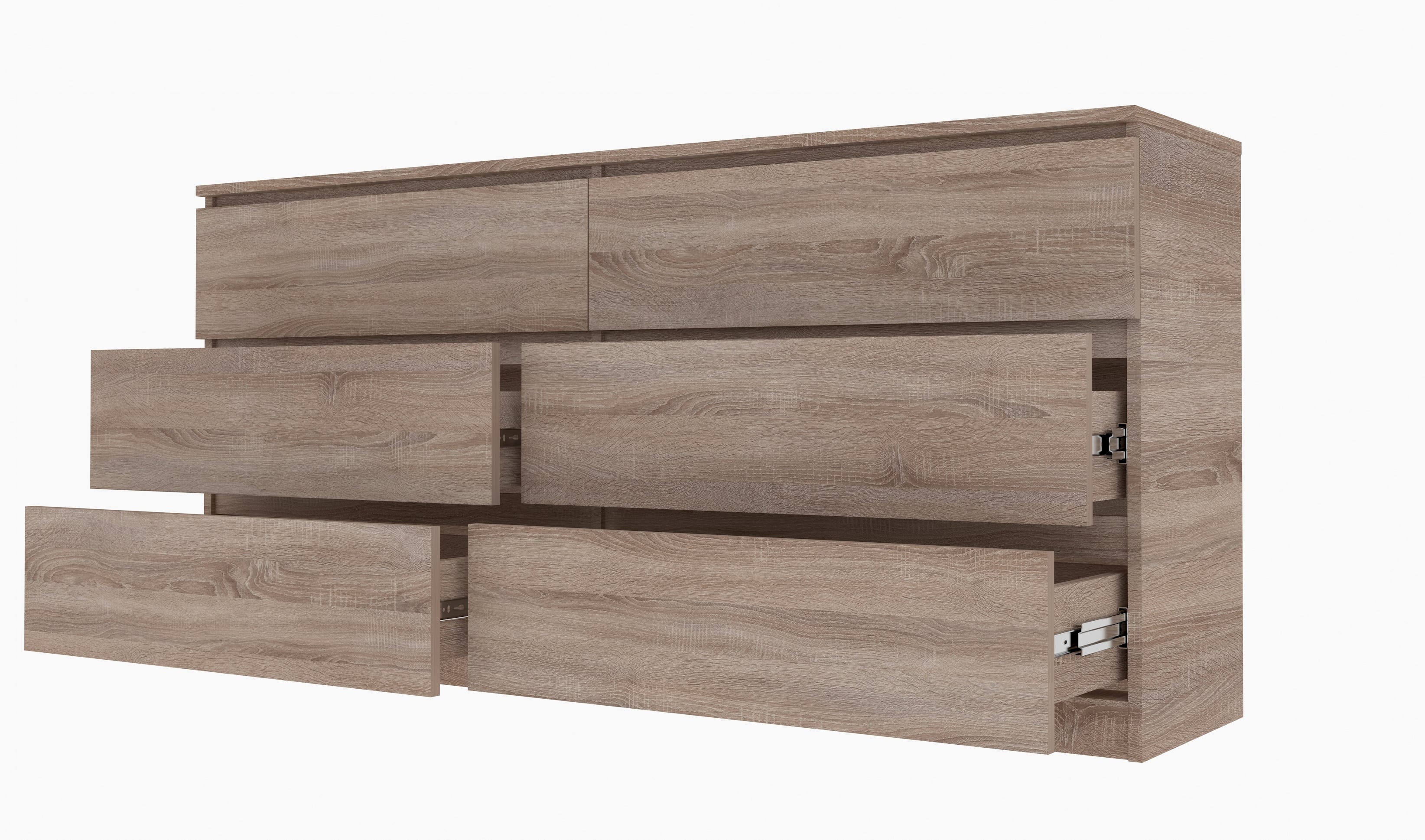 Комод Мастер Форм с 6 выдвижными ящиками 150х37,6х73 см Дуб сонома (6499c58167590a7f986333f8)