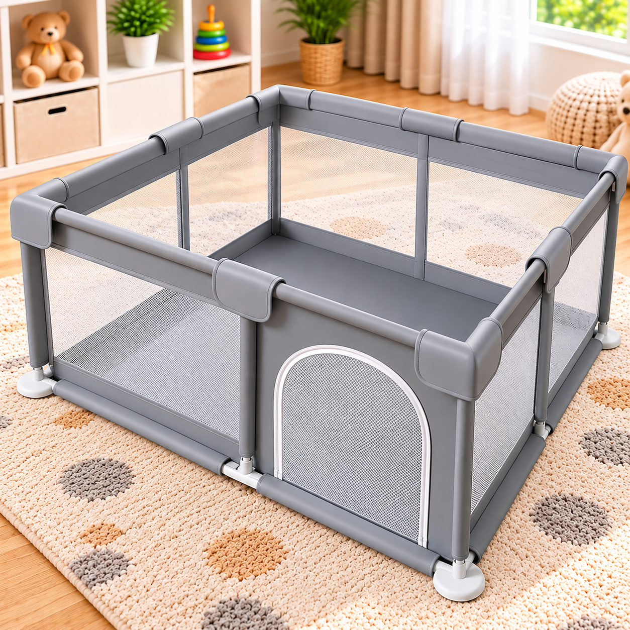 Манеж детский складной с мягким дном/сетчатыми стенками для игр 120×120×60 см (3209951785)