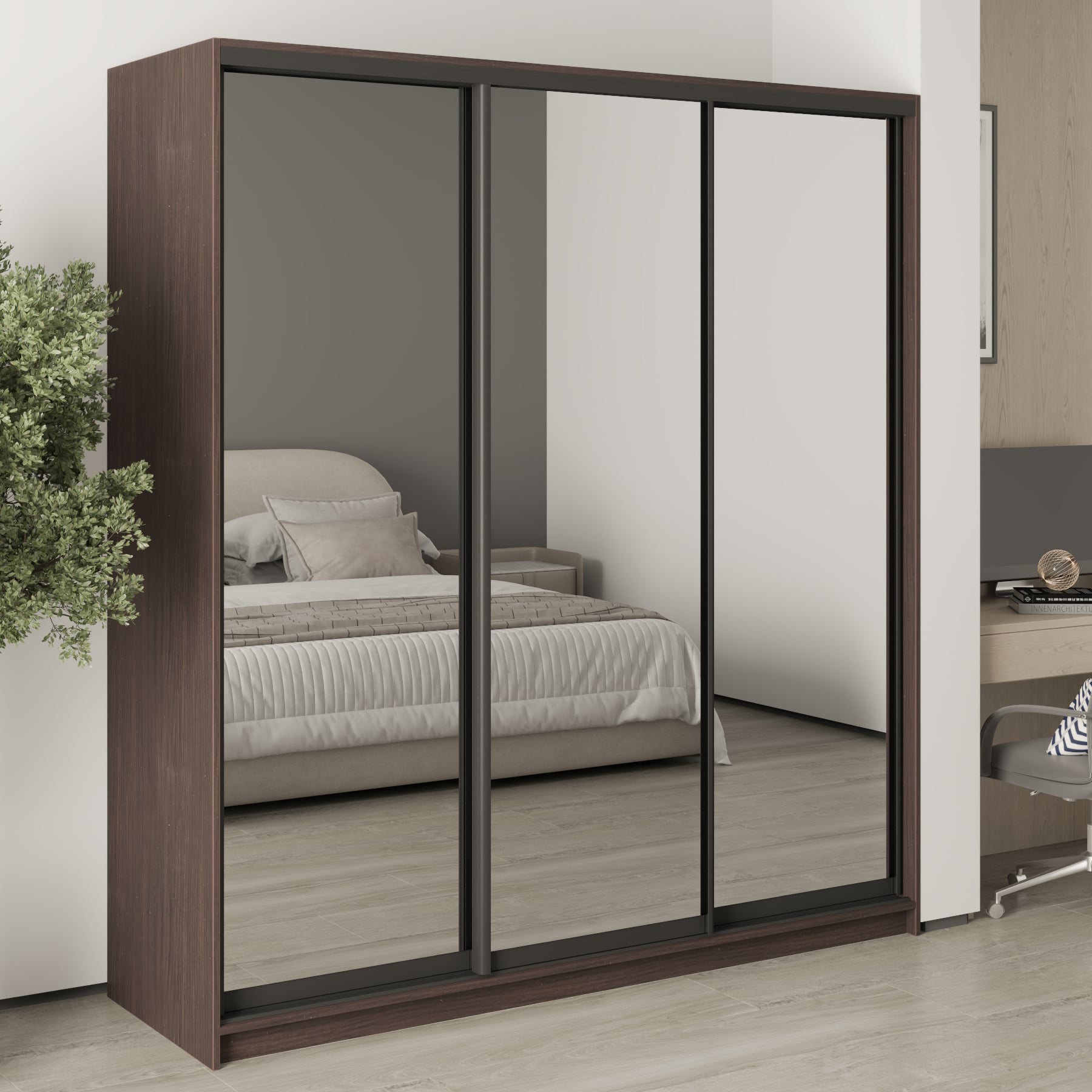 Шкаф-купе трехдверный Mebel Star Комбо BG MBS-9359 190х60х210 см Дуб ристрето (1009348)