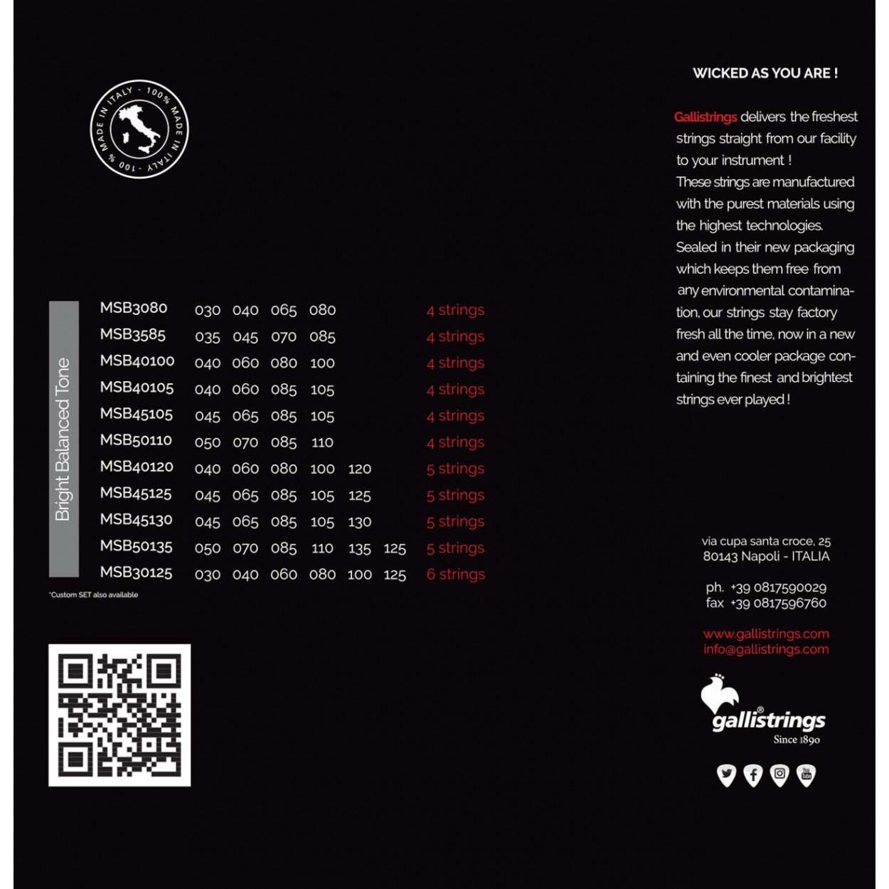Струны для бас-гитары GalliStrings MSB45105 4 Strings Medium (58086) - фото 2