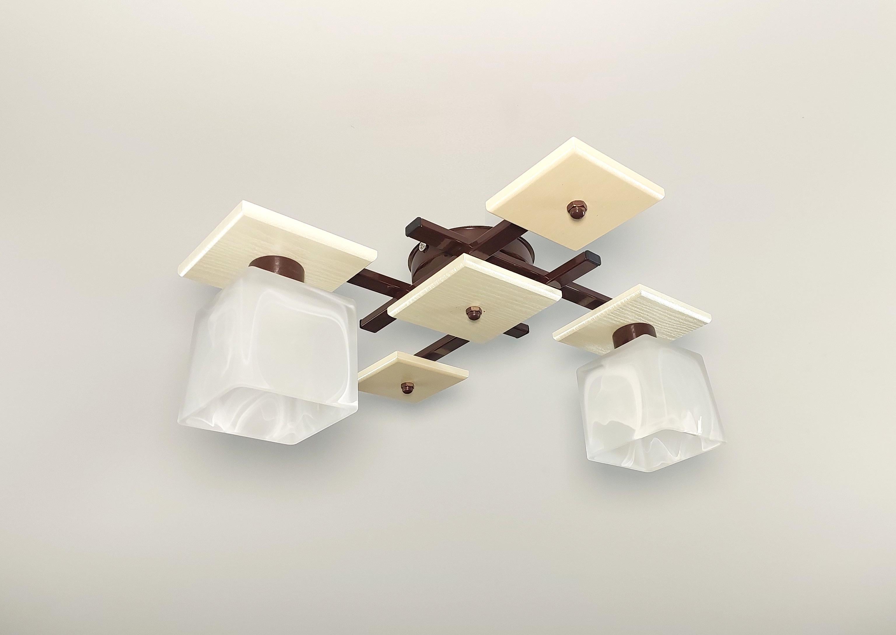 Люстра потолочная 2002/2 на 2 плафона Коричневый/Бежевый (21314433)