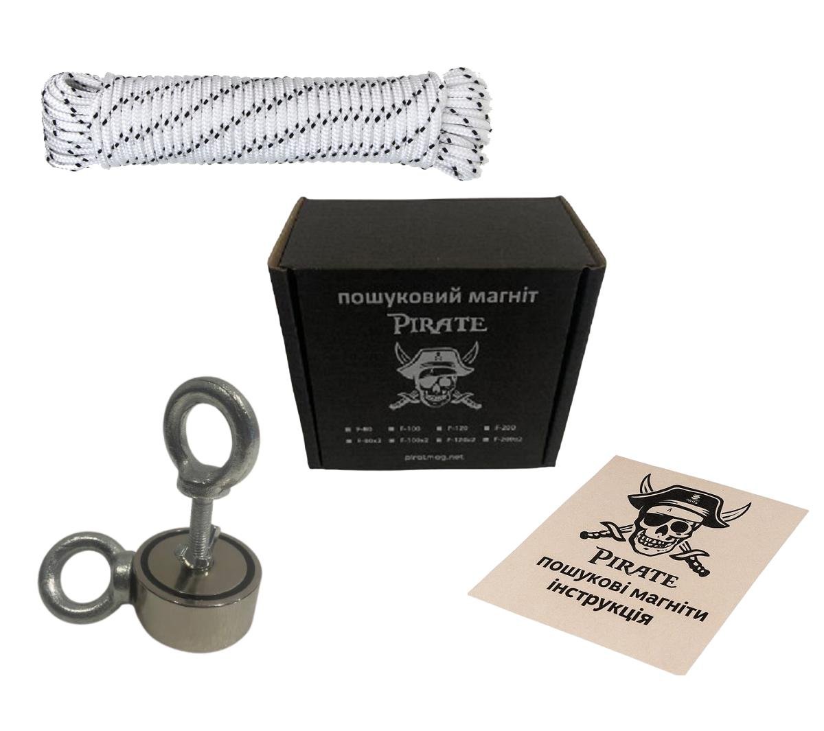 Пошуковий магніт ПІРАТ F80х2 та трос 25 м (1000000034)