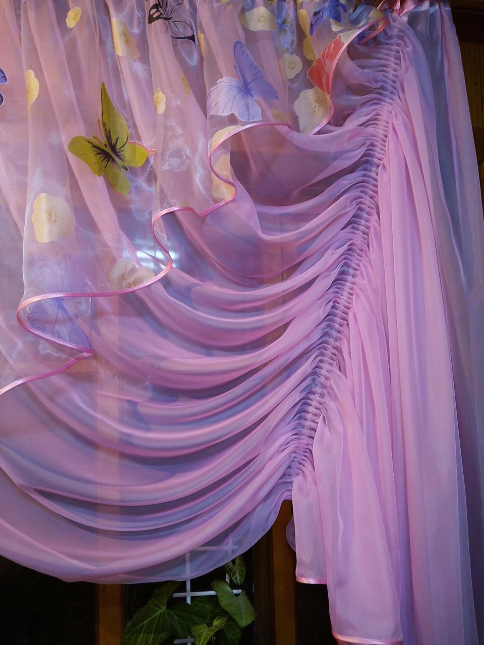 Фіранка коротка готова Камелія метелик права Рожевий - фото 3 Фіранка коротка готова Камелія метелик права Рожевий - фото 3