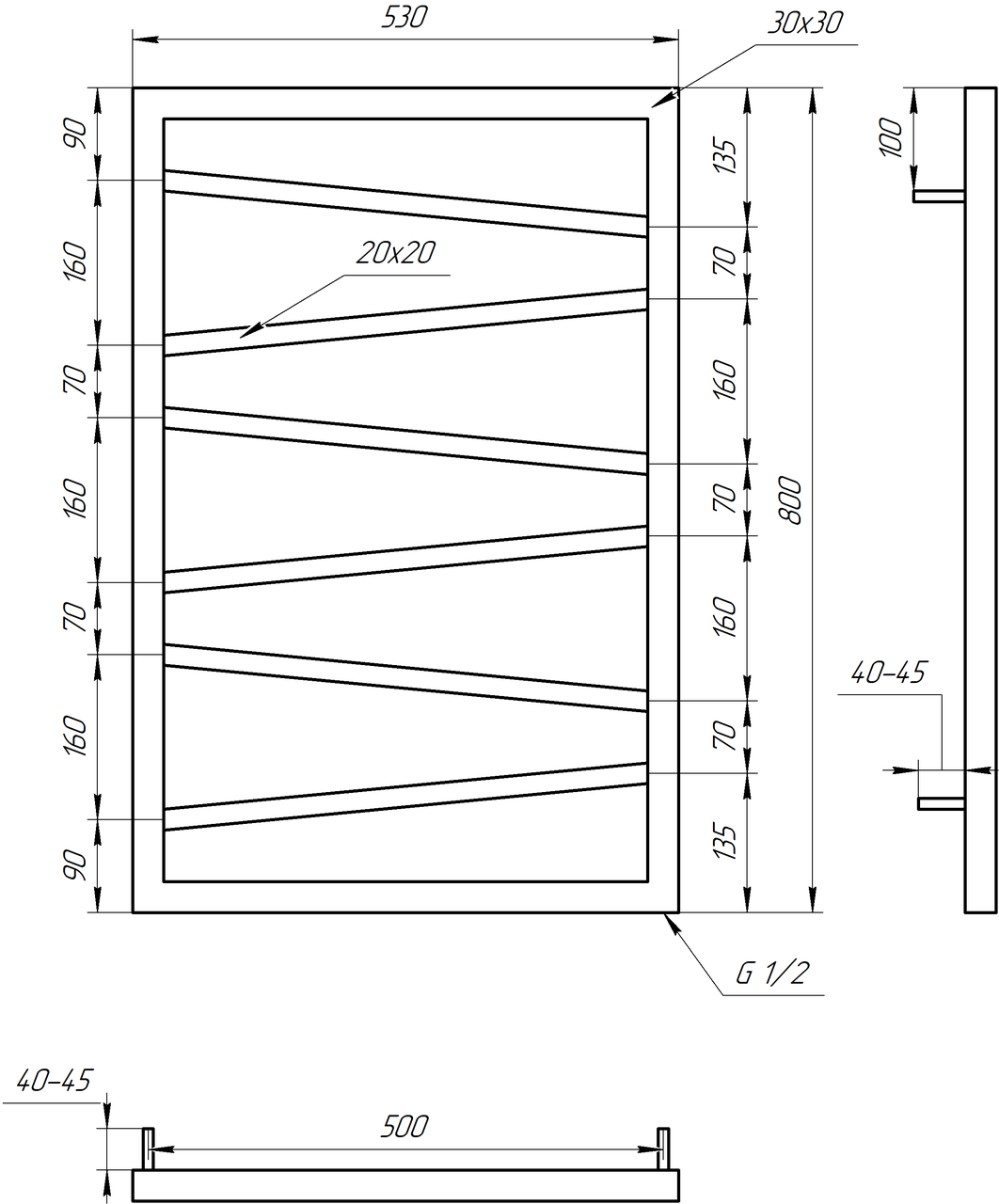 Полотенцесушитель S-Mix Genesis Light 800х530 мм Черный (1149694493) - фото 2