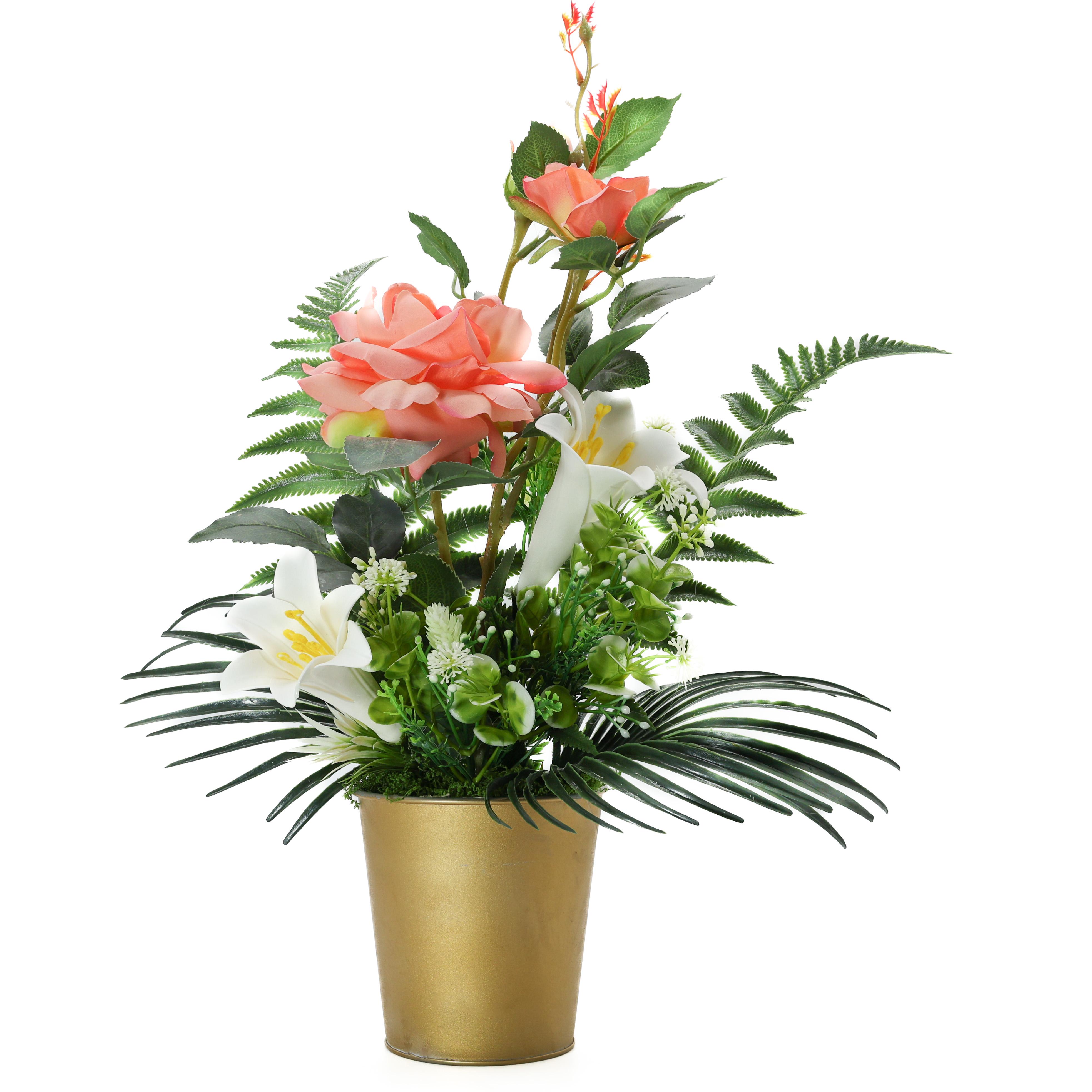 Композиция GALA DECOR из искусственных лилий и роз в золотистом кашпо 30х45 см (КЗ-3045) Композиция GALA DECOR из искусственных лилий и роз в золотистом кашпо 30х45 см (КЗ-3045)