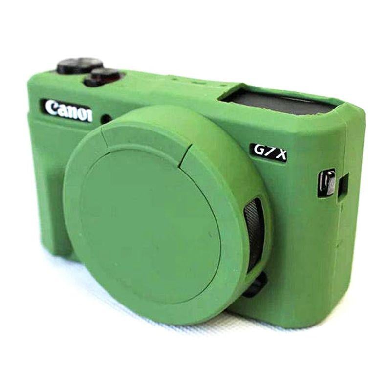Чехол защитный силиконовый с крышкой для фотоаппаратов Canon G7X Mark II Зеленый