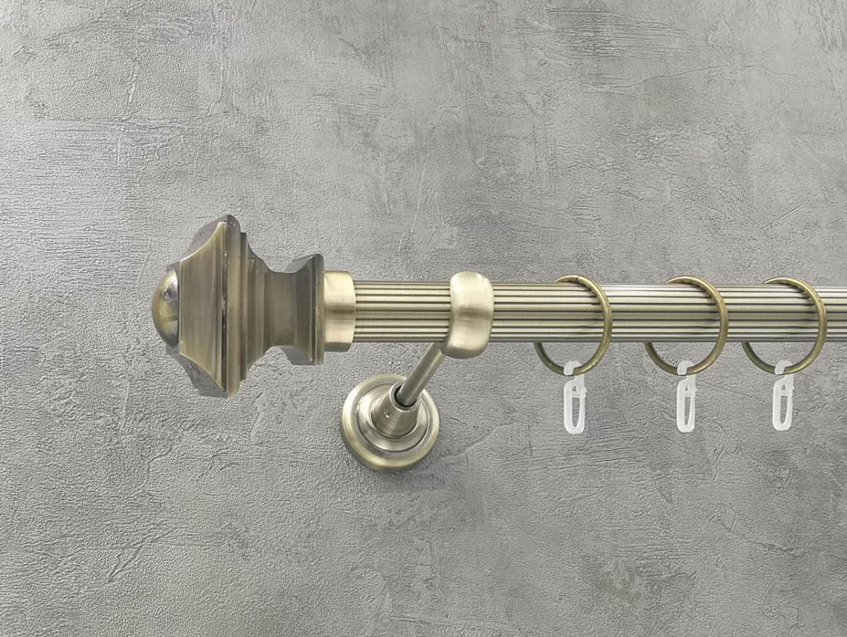 Карниз Quadrum Борджеза рифленая штанга одинарный открытый 25 мм 200 см Антик (262040961)