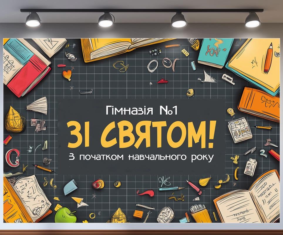 Баннер для фотозоны на 1 сентября "З Днем знань!" 240х160 см №41334