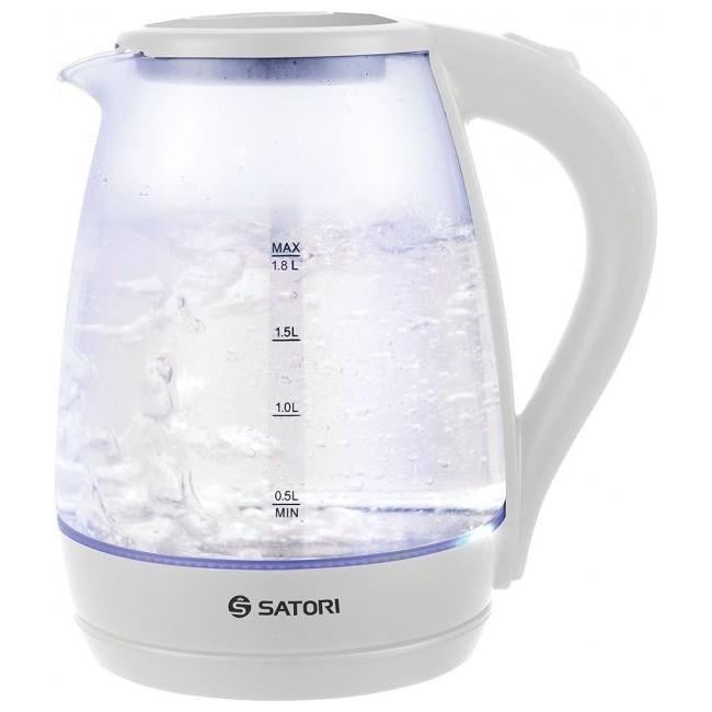 Чайник электрический стеклянный Satori SGK-4105-WT 1,8 л White (iz14094)