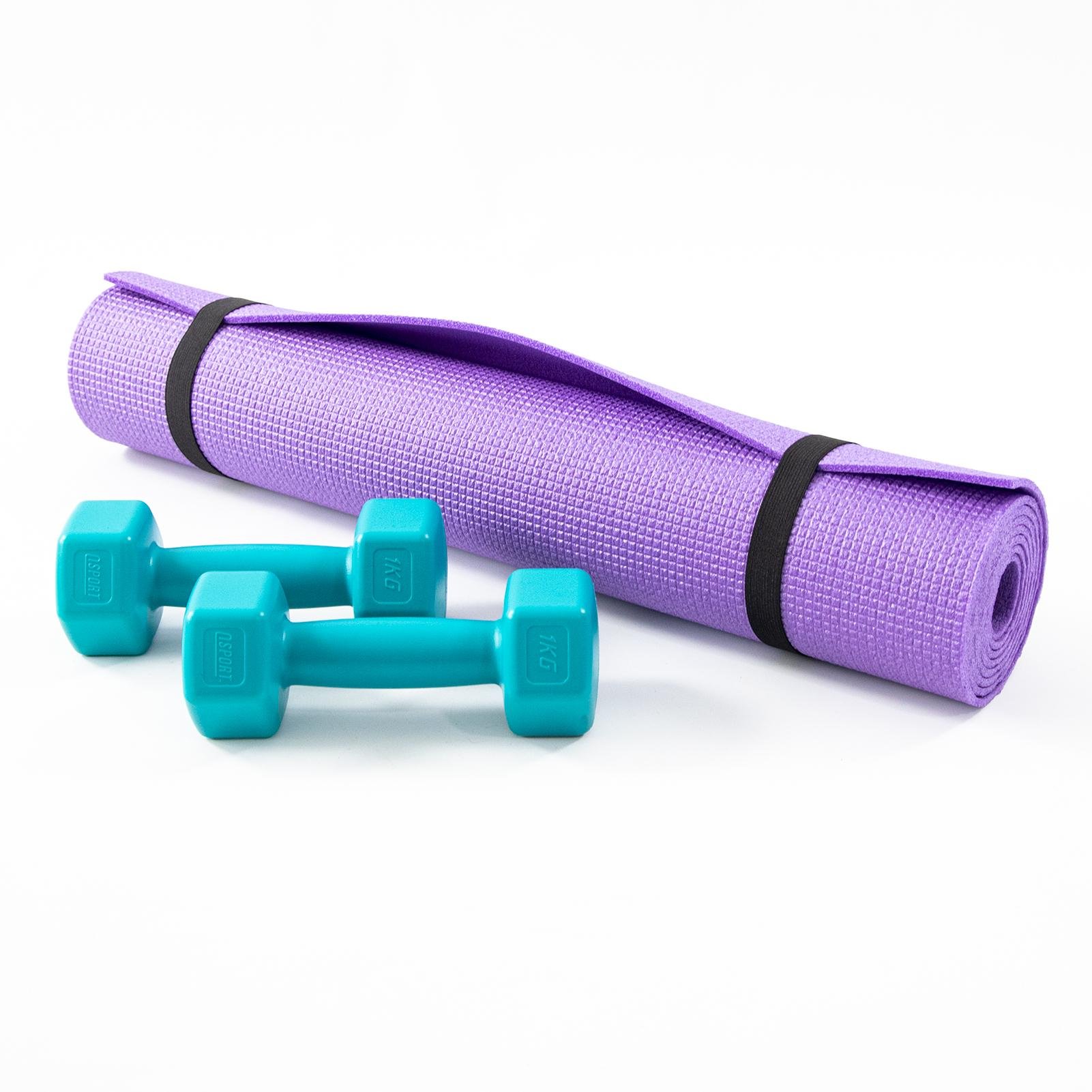 Коврик для йоги и фитнеса и гантели для фитнеса Osport Set 81 Фиолетово-бирюзовый (n-0111) - фото 5 Коврик для йоги и фитнеса и гантели для фитнеса Osport Set 81 Фиолетово-бирюзовый (n-0111) - фото 5