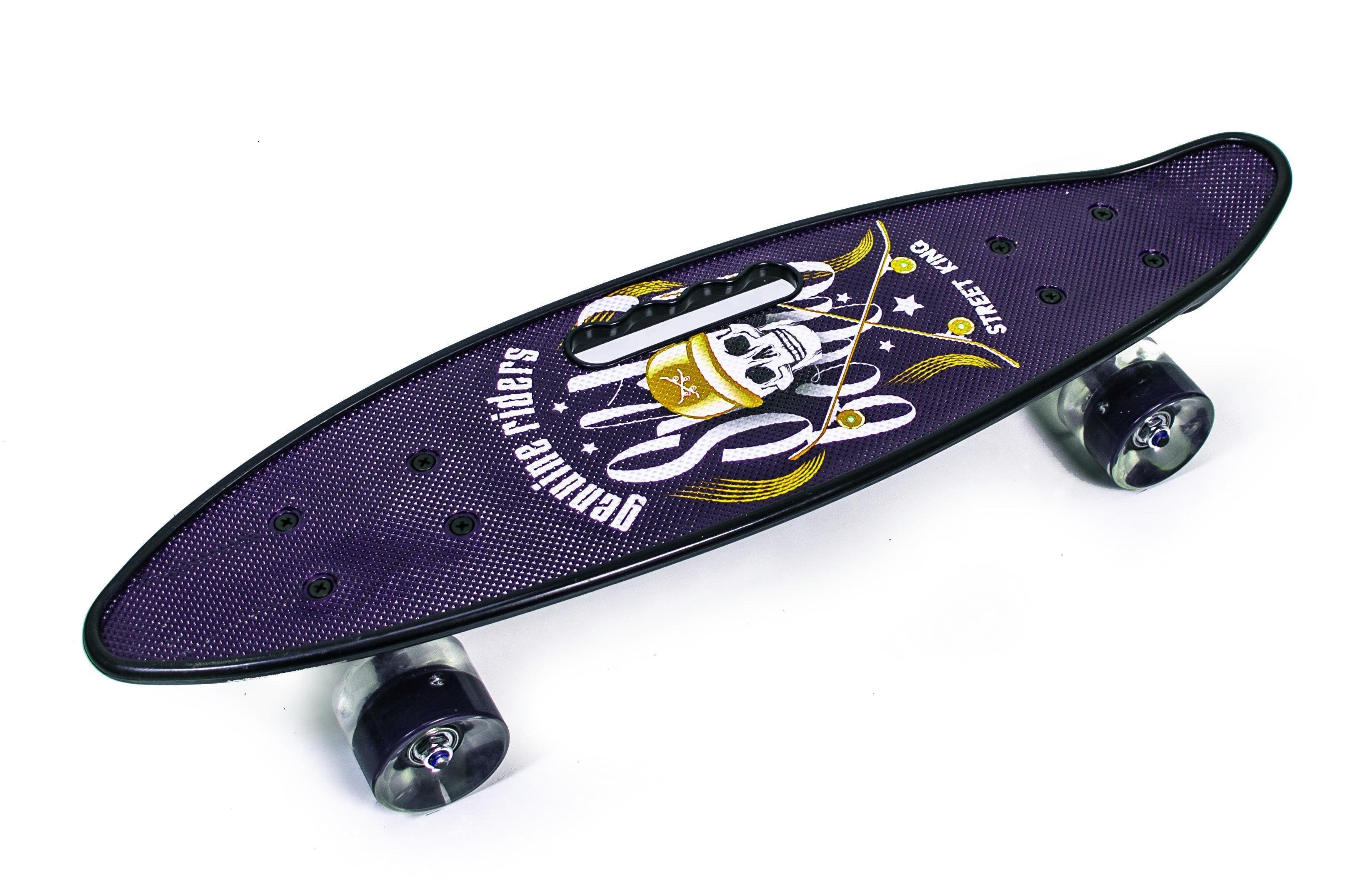 Пенниборд с ручкой Genuine Street Riders колеса с подсветкой (1475645295)