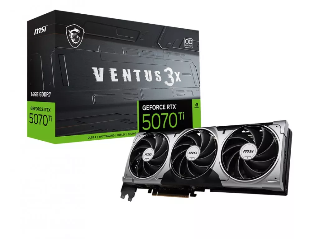 Відеокарта MSI GeForce RTX 5070 Ti 16G VENTUS 3X OC (912-V531-083) Відеокарта MSI GeForce RTX 5070 Ti 16G VENTUS 3X OC (912-V531-083)