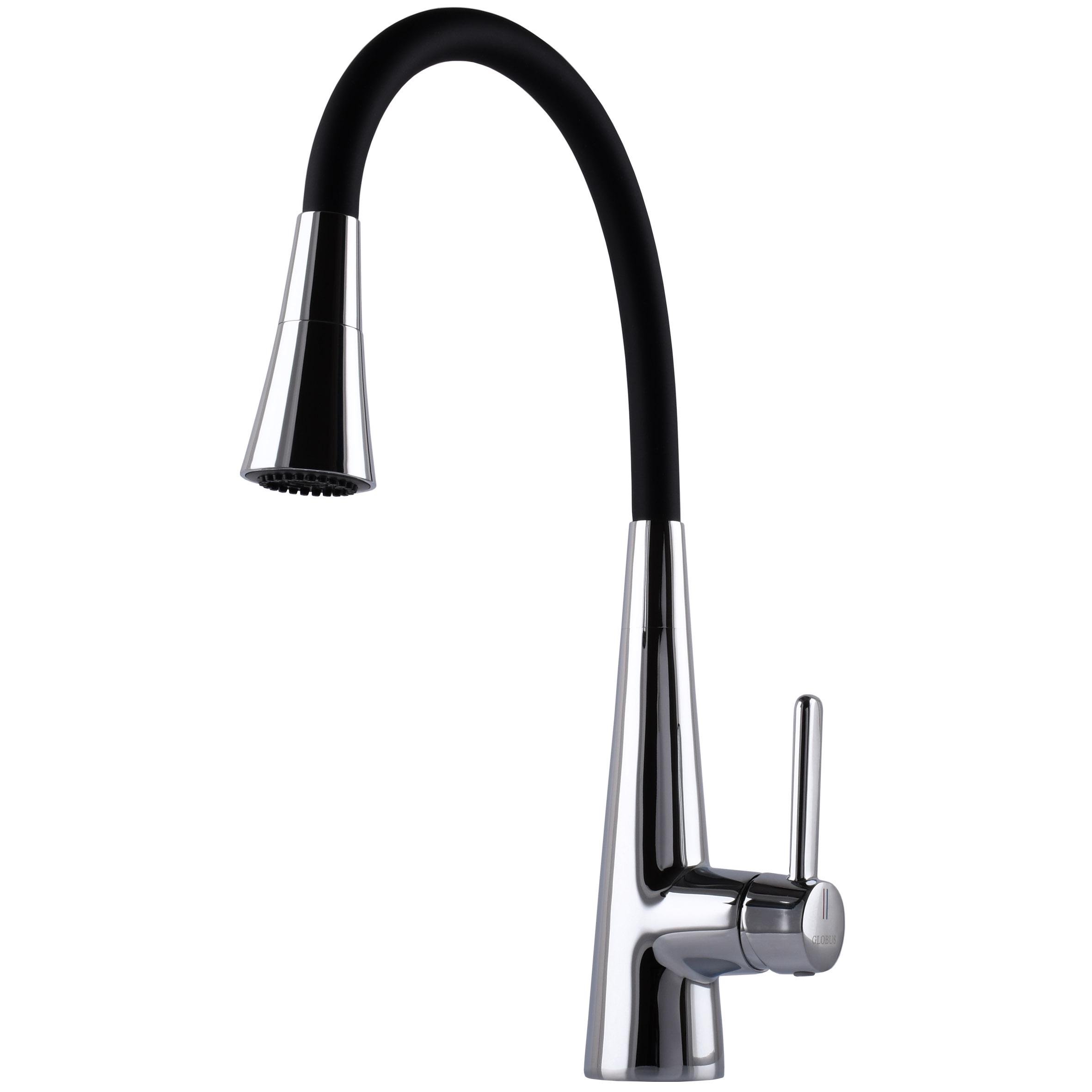 Смеситель для кухни Globus Lux Laser Pro 000028920 с гибким изливом Черный (235936)