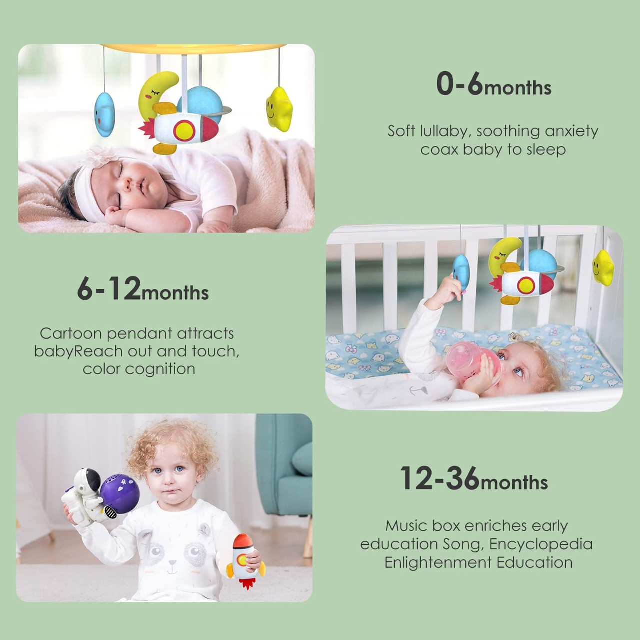 Мобиль-ночник музыкальный проектор 66002 карусель с пультом Космонавтик (2475753918) - фото 6 Мобиль-ночник музыкальный проектор 66002 карусель с пультом Космонавтик (2475753918) - фото 6