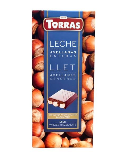 Шоколад молочний Torras без глютена Leche Llet Milk Whole Hazelnuts з фундуком 32%, 150 г (22522146)