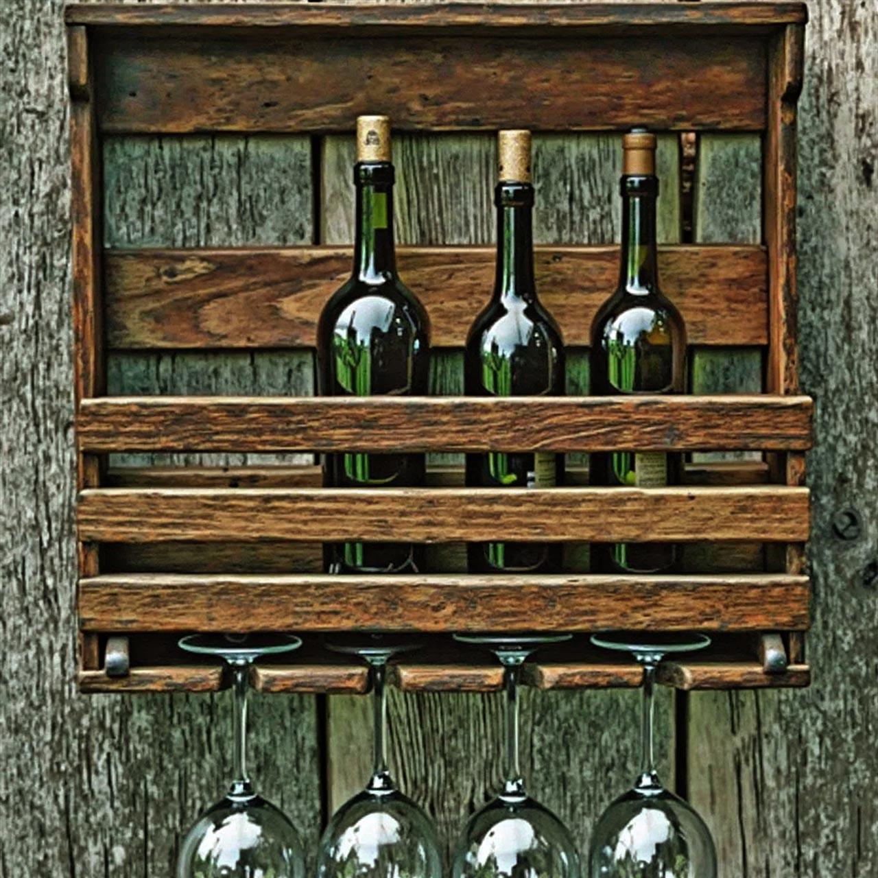 Полка для вина настенная из дерева Индзай Корица (ПНК-006133)