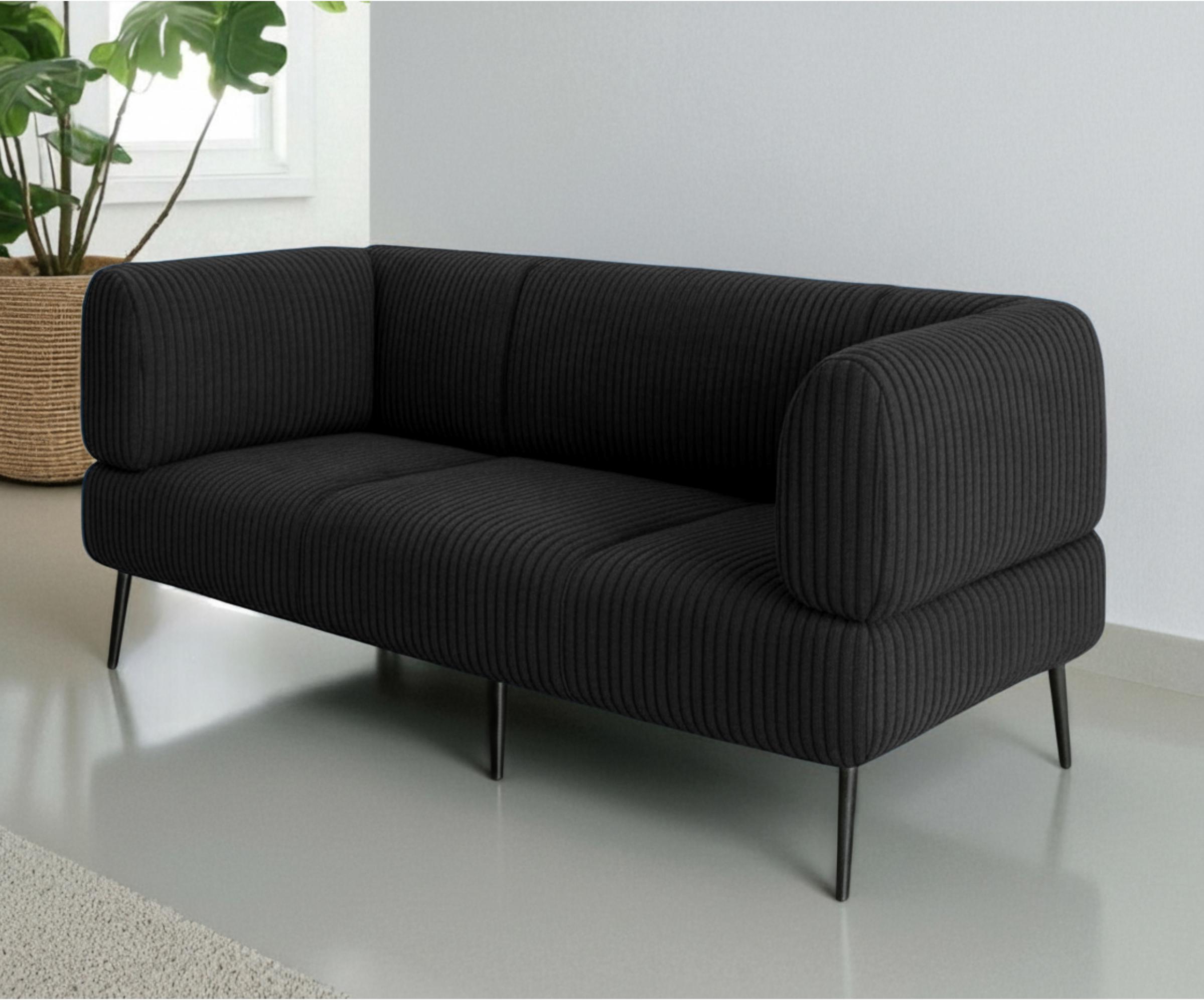 Диван офисный ТОБІ ШО Бенно-1 с подлокотниками 1800х720х750 мм велюр/вельвет Lotus 100/Black (fr561s9)