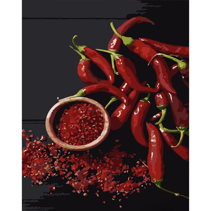 Картина по номерам Strateg Премиум Острый перец с лаком 40х50 см (DY394)