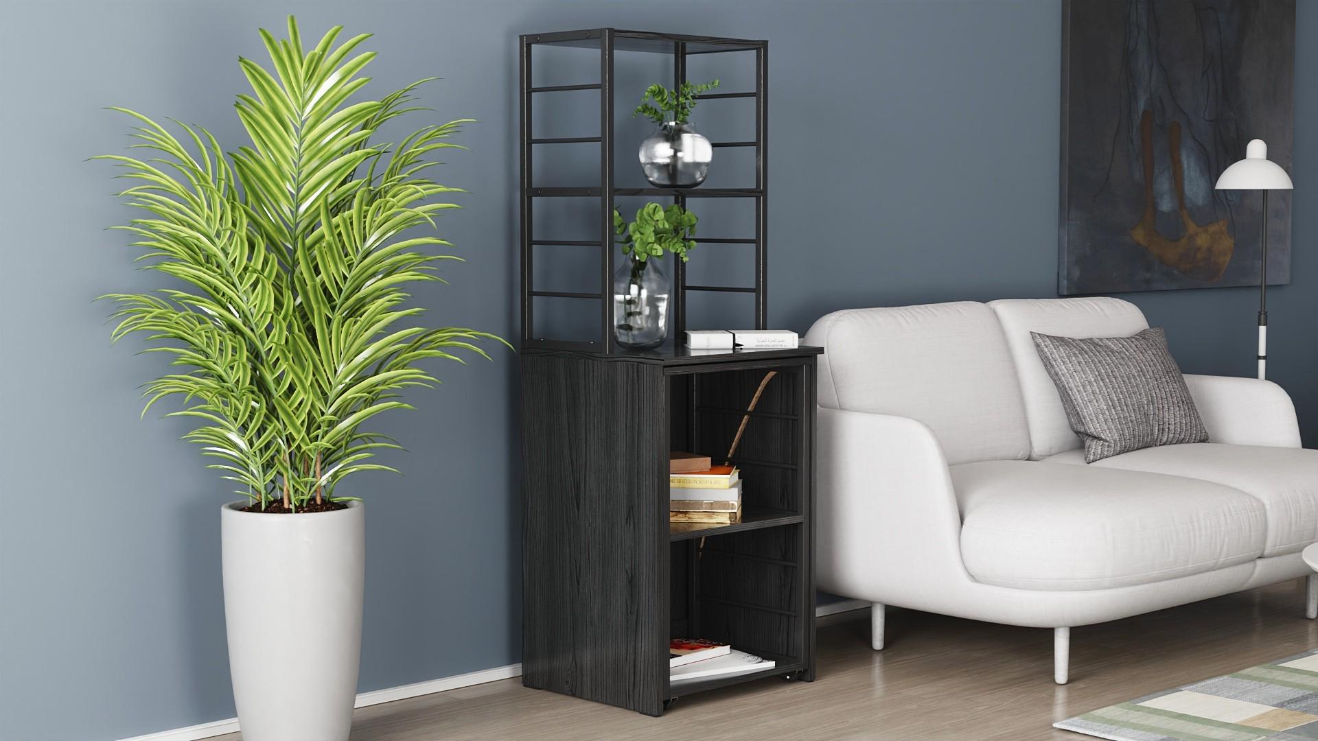 Стіл-тумба трансформер Ferrum-decor Смарт 3/2 з етажеркою метал/ДСП 16 мм 1430x1450x600 мм Чорний/Сосна Кембра (FRD-105118) - фото 2 Стіл-тумба трансформер Ferrum-decor Смарт 3/2 з етажеркою метал/ДСП 16 мм 1430x1450x600 мм Чорний/Сосна Кембра (FRD-105118) - фото 2