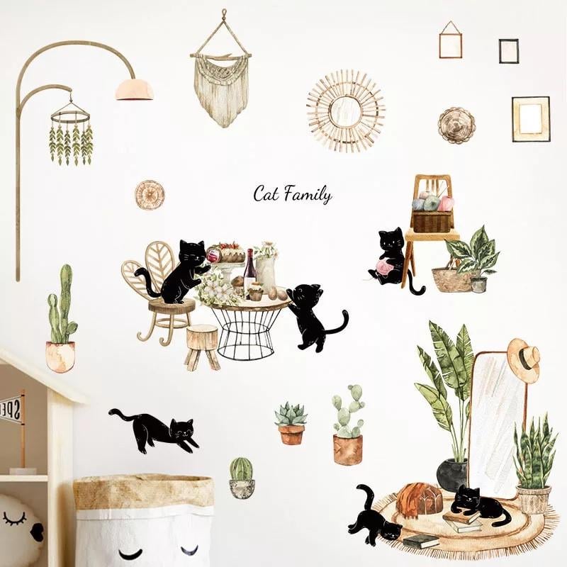 Наклейки виниловые Семейство кошек Lovely Cats лист 60х90 см (Б471-2)