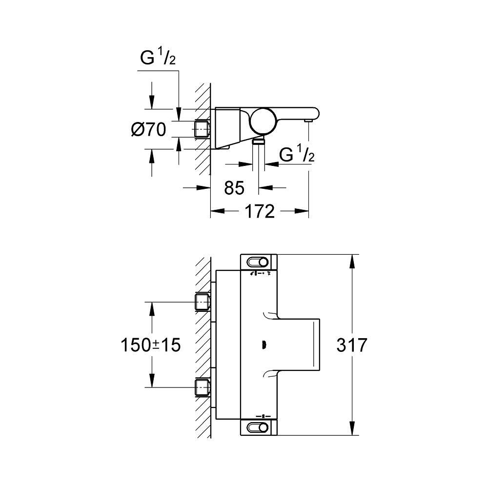 Змішувач для ванної Grohe Grohtherm 2000 34464001 з термостатом Хром (111126) - фото 2