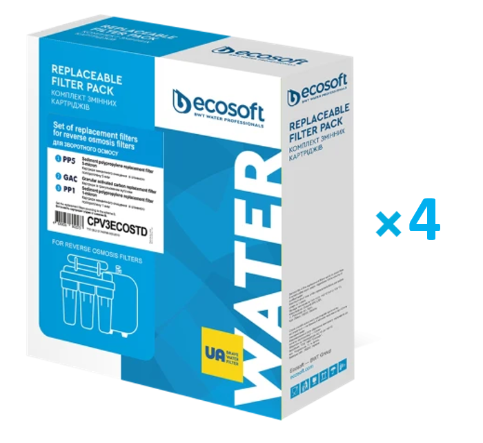 Картриджи для фильтра обратного осмоса Ecosoft для Ecosoft Standard PRO годовой запас (CPV9MIN50GPD) - фото 2 Картриджи для фильтра обратного осмоса Ecosoft для Ecosoft Standard PRO годовой запас (CPV9MIN50GPD) - фото 2