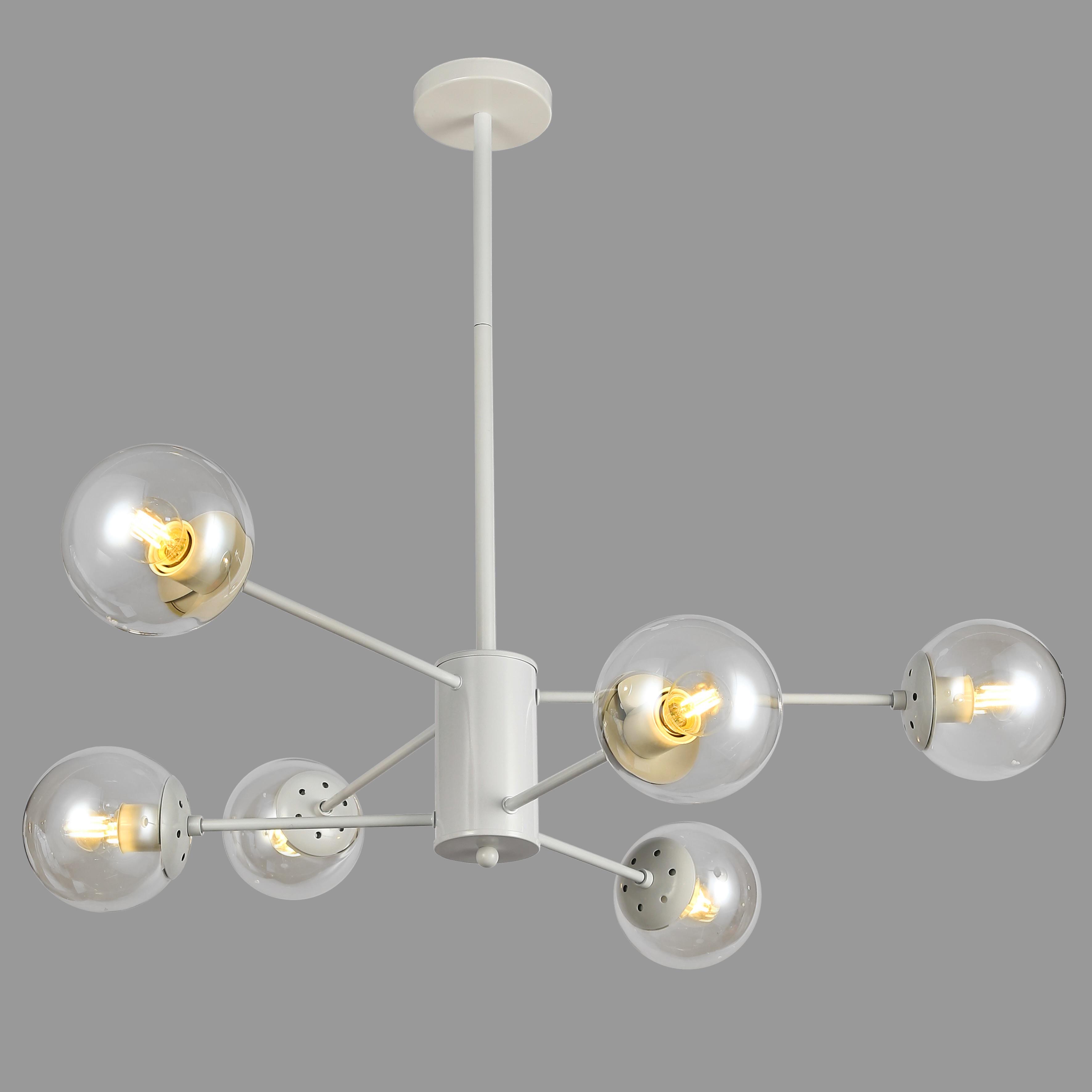 Люстра з прозорих куль на 6 ламп Білий (52-6033-6 WH+CL)