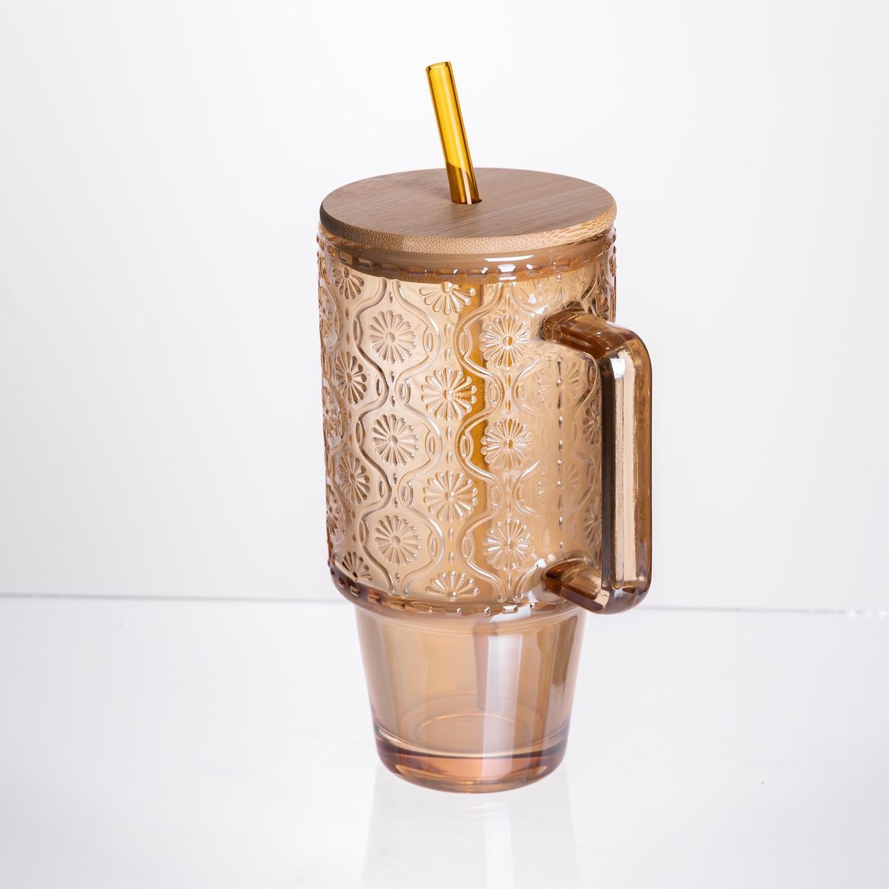 Скляна чашка з кришкою і трубочкою 750 мл Коричневий (HP-19-50NR) - фото 3 Скляна чашка з кришкою і трубочкою 750 мл Коричневий (HP-19-50NR) - фото 3