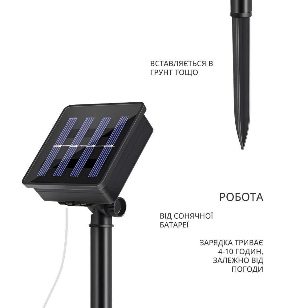 Гирлянда светодиодная Капли Росы на солнечной батарее невидимая водостойкая LED нить 10 м (13960710) - фото 3