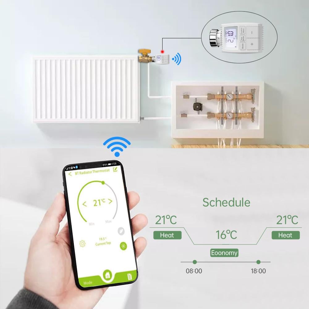 Термостат Tuya Smart ZigBee Wi-Fi для радіаторного клапану з програмою Smart Life (33472) - фото 4