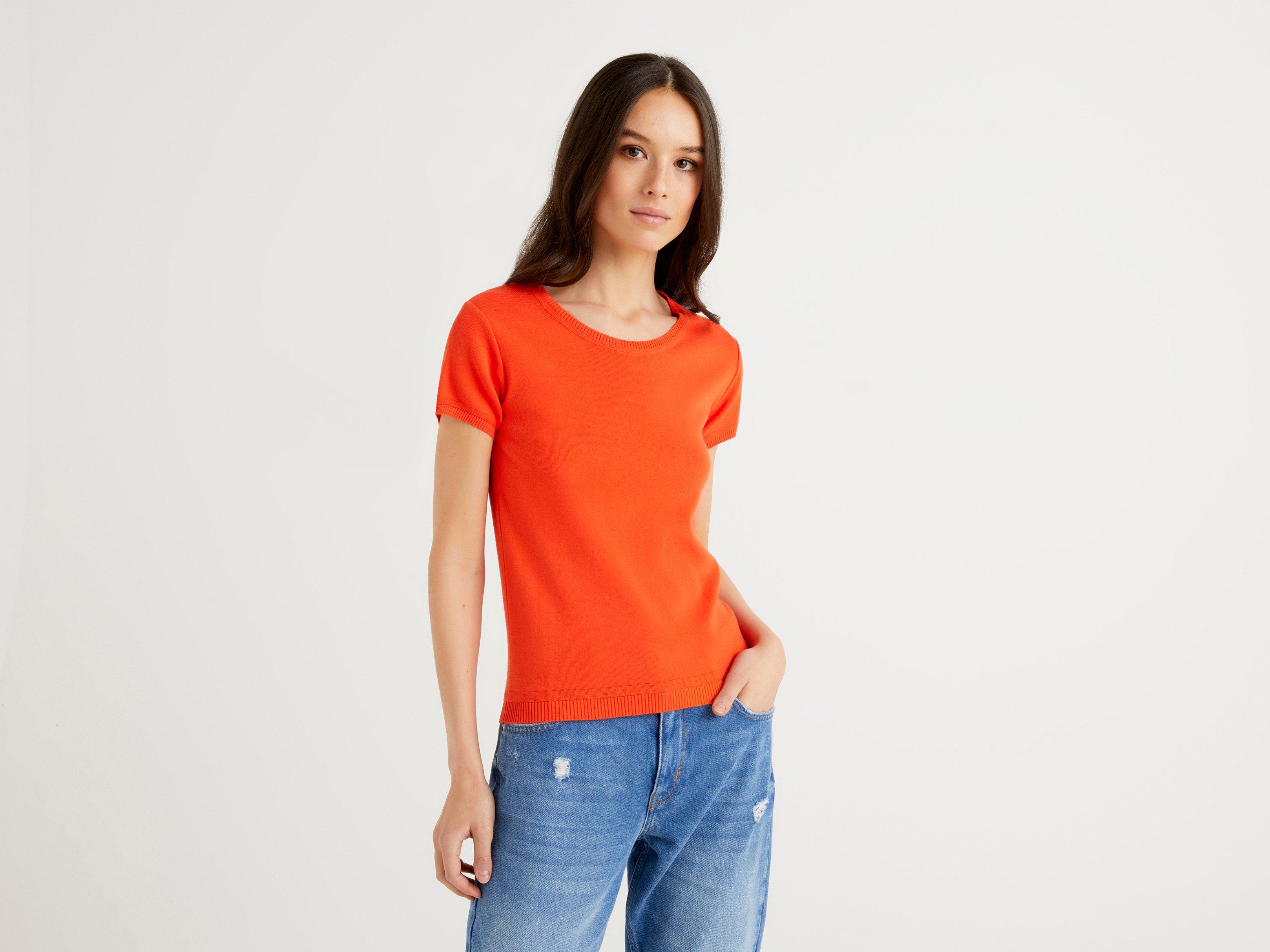 Футболка жіноча Benetton 1091d1m10 XS Помаранчевий