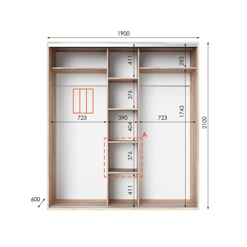 Шафа-купе Idea серія 6 190х60х210 см Дуб сонома (1558) - фото 2