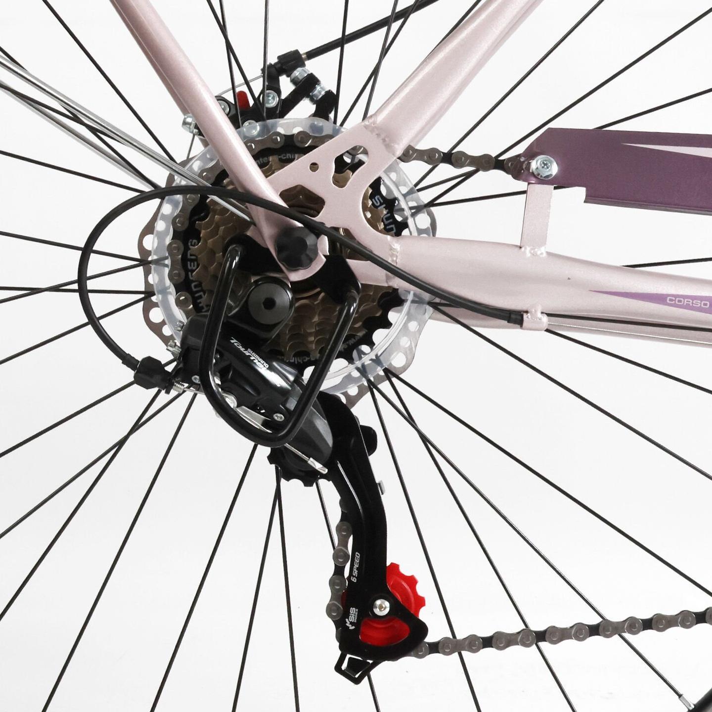 Велосипед городской Corso Liberty с корзиной и багажником рама 20"/28" Розовый - фото 8 Велосипед городской Corso Liberty с корзиной и багажником рама 20"/28" Розовый - фото 8
