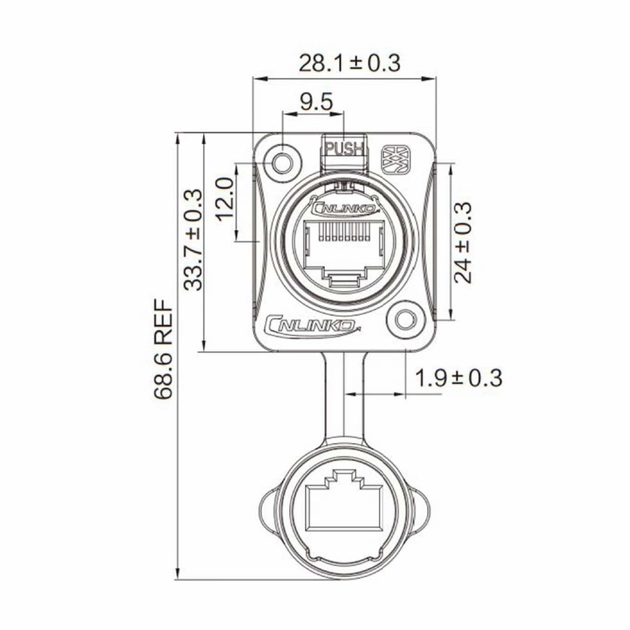 Герметичный разъем Cnlinko RJ-45 YT-RJ45-JSX-16-001 панельная розетка (57023) - фото 5