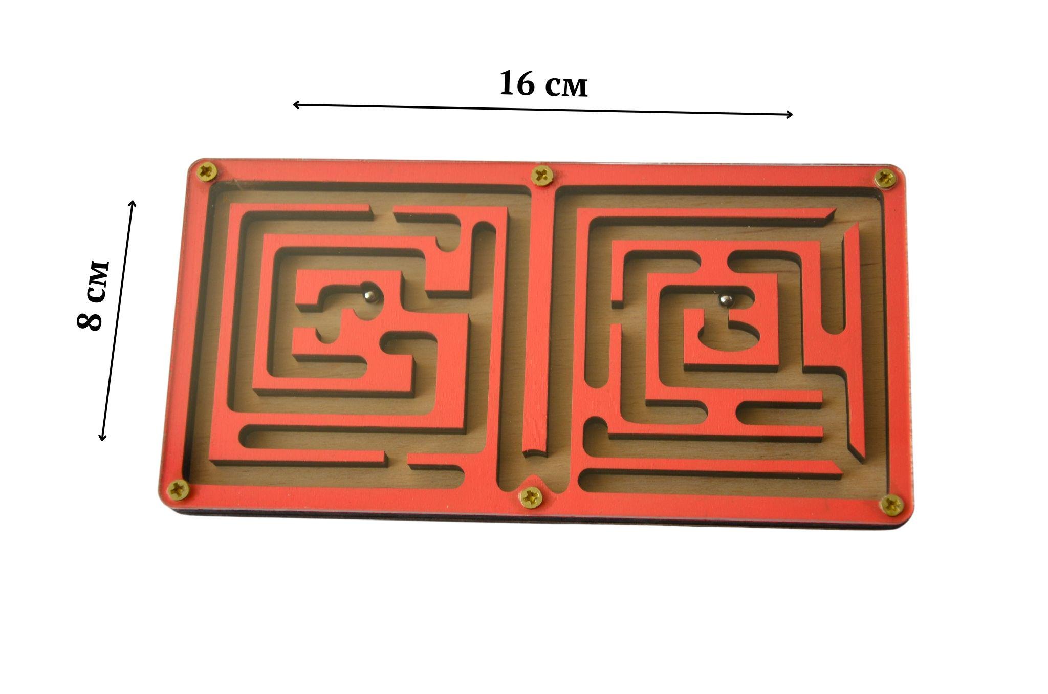 Лабиринт головоломка детский KolodaToys с двумя шариками 16х8х2 см Оранжевый (6001о) - фото 2