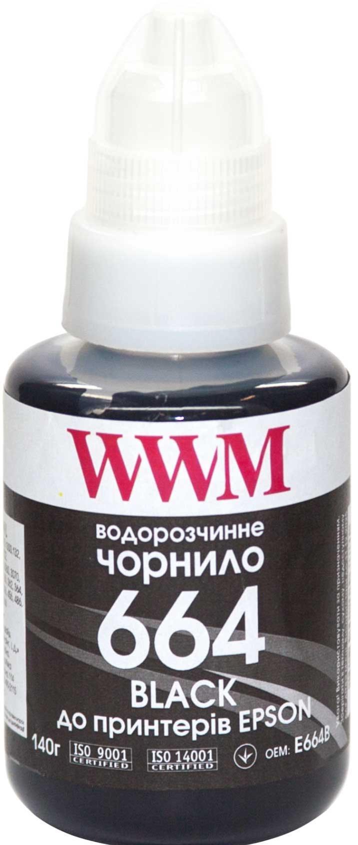 Чорнило для принтера WWM E664B водорозчинне для Epson L110/L210/L300 140 г Black (29163548)
