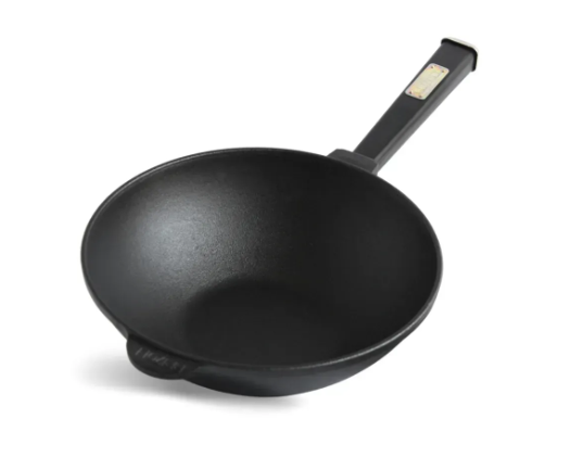 Сковорода чугунная Brizoll WOK с деревянной ручкой и чугунной крышкой 2,8 л Black (W26HP1-1) - фото 3