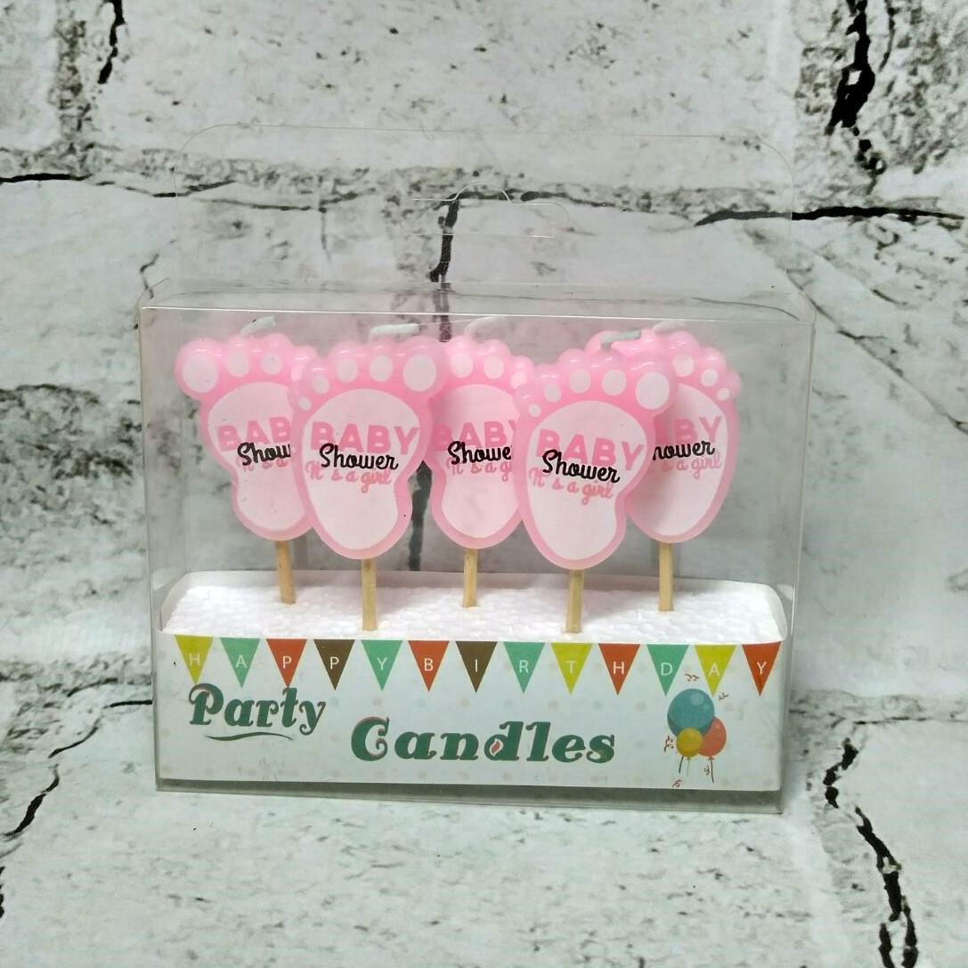 Свечи в торт Baby shower Ножки набор 5 шт. Розовый (31567-2)