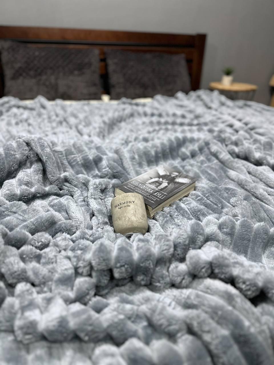 Плед Королевский двуспальный 180х220 см Серый (Д-post-sharp-max-001-02) - фото 2 Плед Королевский двуспальный 180х220 см Серый (Д-post-sharp-max-001-02) - фото 2