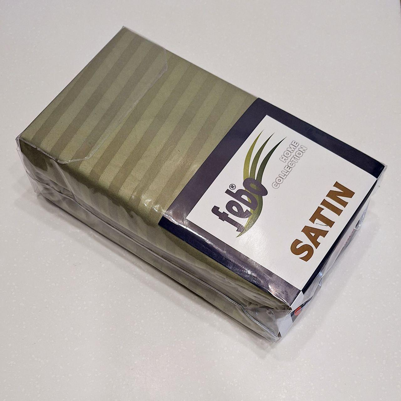 Простыня на резинке Febo страйп-сатин 160x200x30 см с 2 наволочками 50x70 см Оливковый (333) Простыня на резинке Febo страйп-сатин 160x200x30 см с 2 наволочками 50x70 см Оливковый (333)