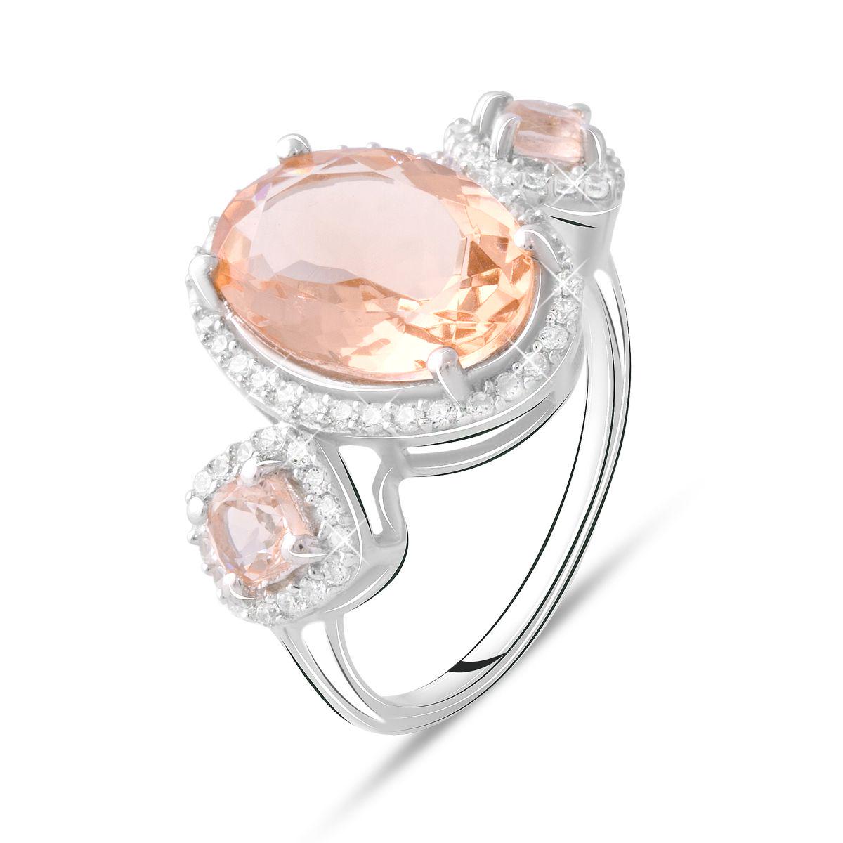 Кольцо серебряное с морганитом nano 6,057 ct 5,28 г р. 18 (2070542)
