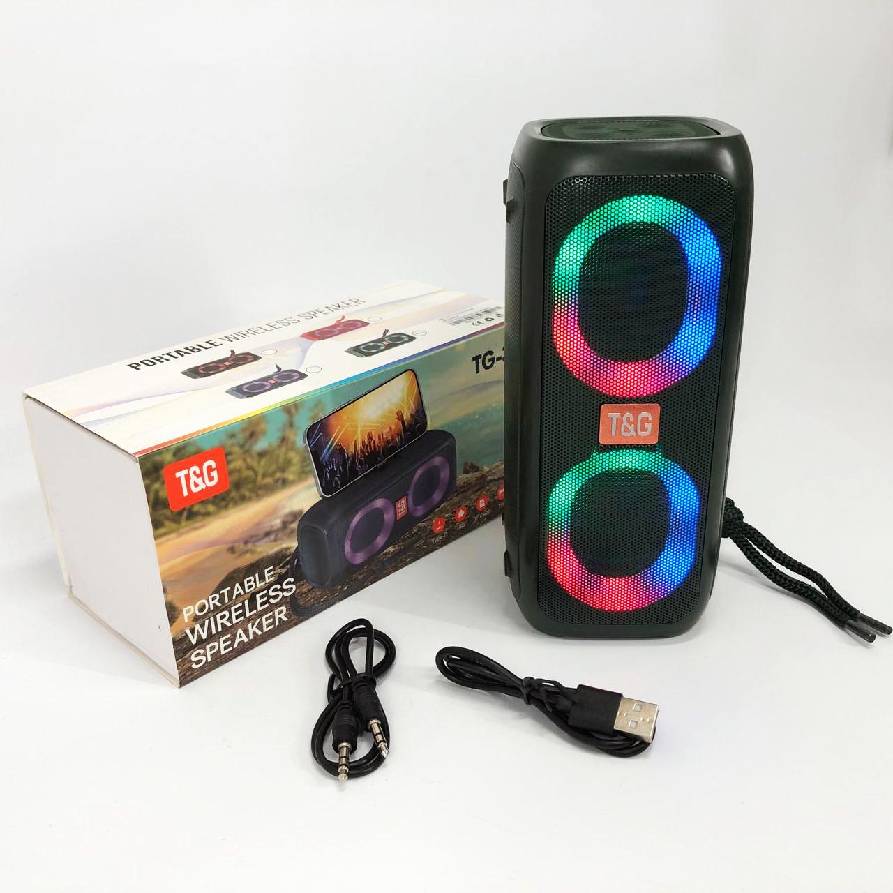 Портативна колонка TG333 2x5W з підсвічуванням RGB Зелений - фото 2 Портативна колонка TG333 2x5W з підсвічуванням RGB Зелений - фото 2