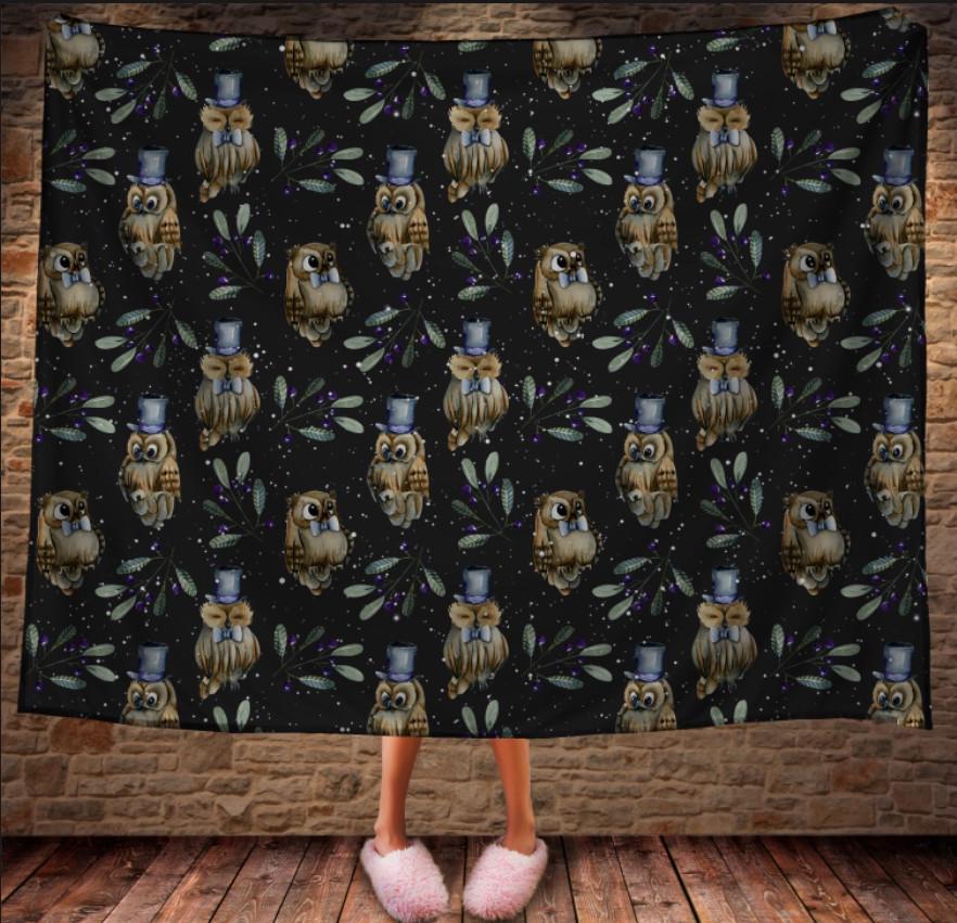Плед с 3D принтом Совы и Филины в шляпах 150x200 см (epi_0425)
