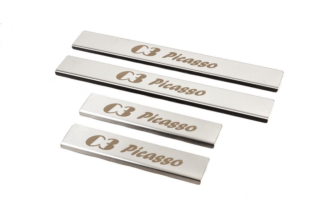 Накладки на пороги Carmos для Citroen C-3 Picasso 2010-2017 гг. нержавеющая сталь Хром