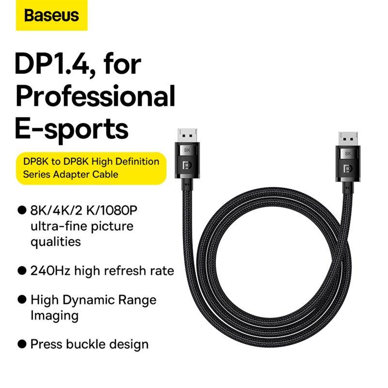 Кабель для передачі відеосигналу Baseus High Definition Series DisplayPort 8K Adapter Cable 1.5м Чорний (B00633706111-01) - фото 6