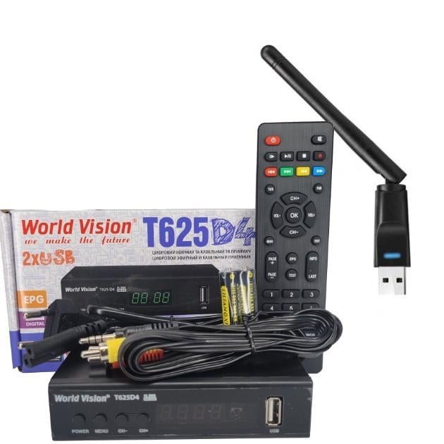 Комплект Т2-IPTV +Internet ТВ-ресивер World Vision T625D4 /WiFi-адаптер на чипе 7601