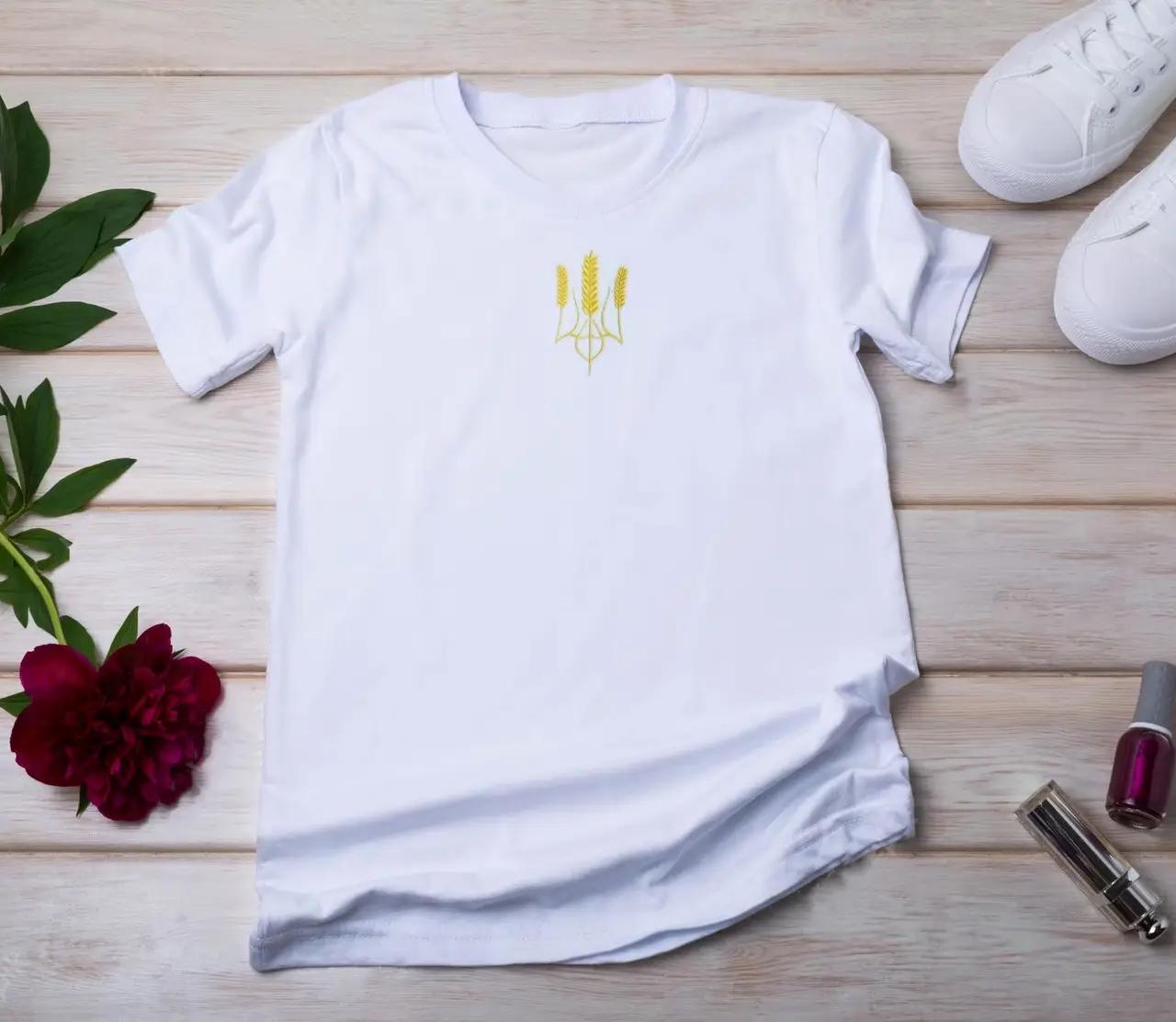 Футболка Stedman з вишивкою Тризуб Колосок жіноча XL Білий (19316619)