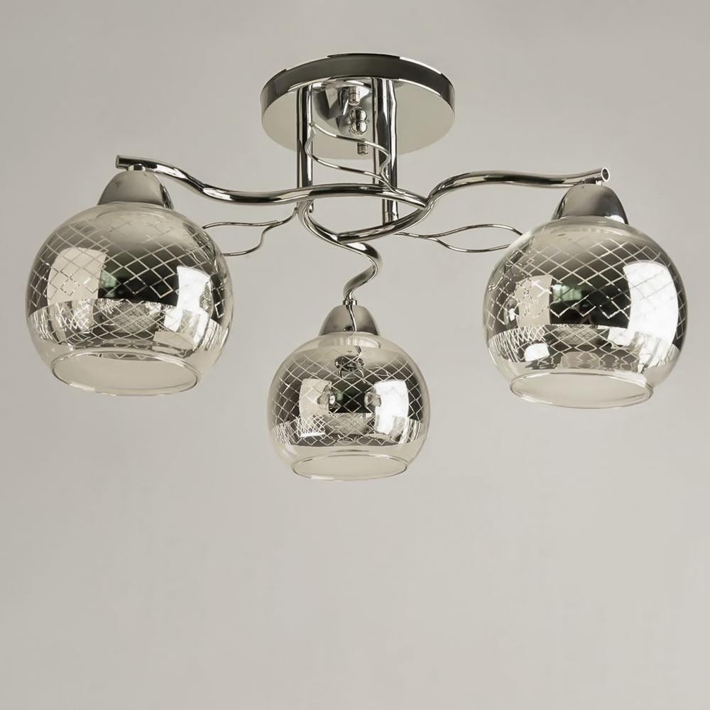 Люстра потолочная Light House SH-19530/3 CR с узором 480х480х240 мм Хром