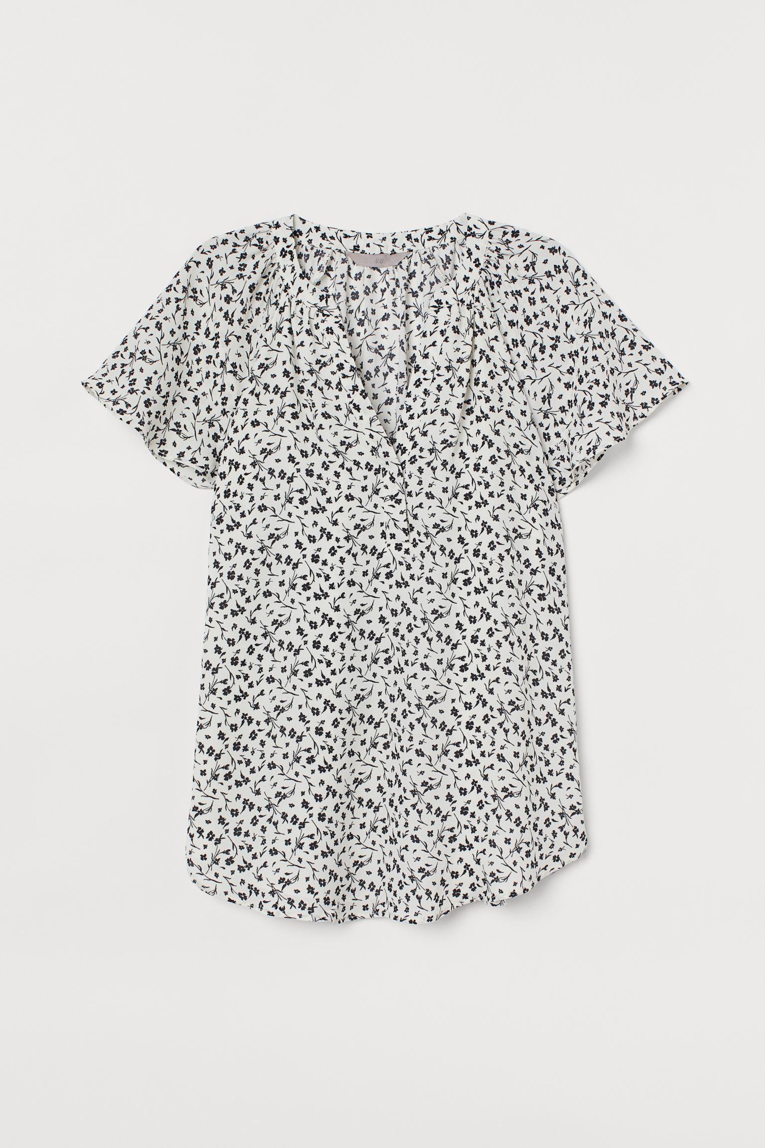 Блуза H&M Цветы р. 36 Белый (1512855769)