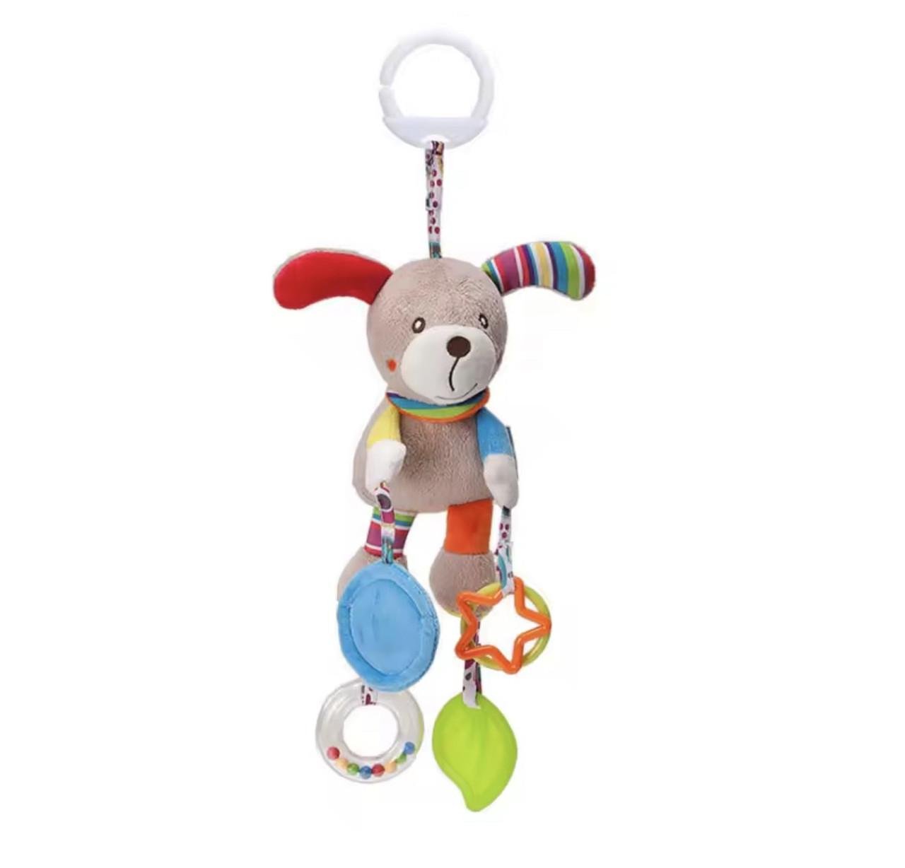 Підвісна іграшка-собачка для малюків з брязкальцями та дзеркальцем 43х17 см для дітей (67) Підвісна іграшка-собачка для малюків з брязкальцями та дзеркальцем 43х17 см для дітей (67)